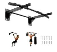 Pull Up Bar Wall Mounted, Chin Up Bar with 6 Non-Slip Grips, 2 Hooks for Punch Bag and TRX Training, Multifunctional Home Gym equipment for Upper Body Workout (Max Load 200kg)