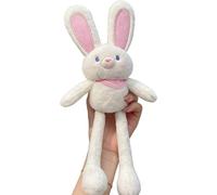 Pull-Up Rabbit Plush Toy - Interactive Stretchy Design, Fun Pull-out Rabbit Pendant, Ultra-Soft Stuffed Animal Pendant, Perfect Accessory to Hang on School Bags, Backpacks, Key Chains (White)