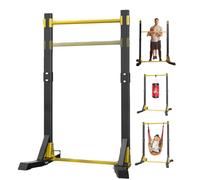 Pull Up Station Free Standing, Adjustable Height 62"-84" Pull Up Dip Station, Heavy Duty Home Gym with 400 LBS Capacity, Multi-Functional Pull Up Bar for Chin-ups, Dips & Leg Raises (Black)