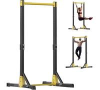 Pull Up Station, Free Standing Pull Up Bar with Dip Station, 180kg Max Load, Adjustable Height Power Tower for Chin Ups, Push Ups, Home Strength Training (Black and Yellow)