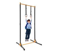 Pull Up Station with Dip Bars & 2 Exercise Rings, Heavy Duty Power Tower Adjustable Height 160-215cm, 882 lbs Capacity Home Gym Equipment for Strength Training, Upper Body Workout, Pull-ups, Dips
