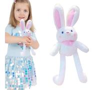 Pull up the stuffed toy, pull-up rabbit plush keychain, 11inch pull out cute rabbit, Super and interactive, switchable ears keychain for car key ring Charm pendant