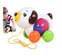 Pull Walking Toy for Dog Cart with Rope Bell Push Pull Developmental Toy for Children Learning to Walk Fun Interactive Play Walking Assistant Gift for 1 2 3 Year Old