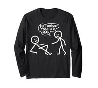 Pull Yourself Together Man Funny Pun Stick Design Humor Long Sleeve T-Shirt