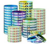 PullCrease 100 Pcs Be Kind Wristbands Random Acts of Kindness Day Motivational Rubber Bracelets Bulk Inspirational Anti Bullying Silicone Wristbands Gift for Kindness Week