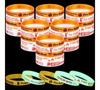 PullCrease 100 Pcs Fire Safety Awareness Glow in the Dark Wristband Fire Awareness Tips Silicone Rubber Wristband 5 Styles with Mixed Colors Phrases for Firefighters Prevention Aware Campaign Gifts