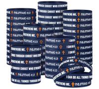 PullCrease 100 Pcs I Can Do All Things Through Christ Wristband, Philippians 4: 13 Rubber Wristband 10 Styles with Christian Religious Cross Gifts for Motivation, Support Church Supplies