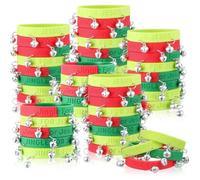 PullCrease 100 Pcs Jingle for Jesus Silicone Wristbands with Bells, Christmas Red Green Rubber Wristband 5 Styles Christian Xmas Gifts for Christmas Parties Motivation, Support Church Supplies