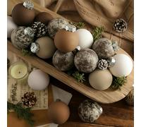 PullCrease 12 Pcs Matte Textured Christmas Ball Ornaments 2.36'' Vintage Rustic Neutral Christmas Tree Decorations Neutral Copper Xmas Hanging Ornaments for Farmhouse Boho Party Holiday Decor (Brown)