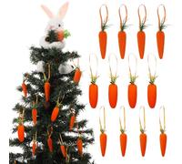 PullCrease 13pcs Easter Bunny Tree Decorations, Includes a Cute 16 Inch Bunny Tree Topper and 12 Carrot Ornaments in Three Sizes, for Easter Hanging Home Decoration Spring Holiday Party Supplies
