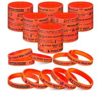 PullCrease 150 Pcs Fire Safety Awareness Wristbands 15 Styles with Safety Messages Fire Prevention Week Items Gifts Firefighter Silicone Bracelets for Campaigns, Gifts & Community Outreach