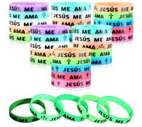 PullCrease 150 Pcs Spanish Jesus Loves Me Glow in The Dark Bracelets Bulk