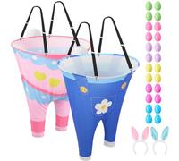PullCrease 2 Sets Easter Granny Pants Outdoor Games, Giant Granny Cute Pants with Egg Balls & Bunny Ear Headbands, Funny Spring Yard Tossing Game for Adults Family Party Gathering (Cute Style)