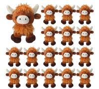 PullCrease 20 Pcs Highland Cows Stuffed Animal Scottish Classic Stuffed Highland Cow Plush Realistic Cattle Decor Doll for Stress Relief Birthday Favors Gifts Forest Party Decor
