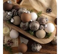PullCrease 24 Pcs Matte Textured Christmas Ball Ornaments 2.36'' Vintage Rustic Neutral Christmas Tree Decorations Neutral Copper Xmas Hanging Ornaments for Farmhouse Boho Party Holiday Decor (Brown)