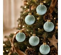 PullCrease 40 Pcs Velvet Christmas Balls Flocked Christmas Tree Hanging Ornaments Neutral Shatterproof Plastic Velvet Ball for Xmas Tree Decor(Sage Green)