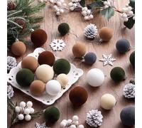 PullCrease 40 Pcs Velvet Christmas Balls Flocked Christmas Tree Hanging Ornaments Xmas Shatterproof Plastic Balls for Xmas Tree Decor(Dark Brown, Light Brown, Gray, Dark Green, Cream, White)