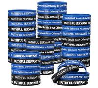 PullCrease 50 Pcs Christian Bible Verse Bracelets Faithful Servant Philippians 2: 17 Wristbands Inspirational Religious Gifts for Sunday School Christmas Parties Motivation, Support Church Supplies