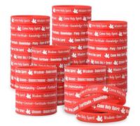 PullCrease 50 Pcs Confirmed in Christ Wristband, Christian Holy Spirit Red Rubber Wristband 5 Styles with Religious Gifts for Sunday School Christmas Parties Motivation, Support Church Supplies