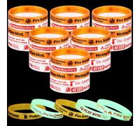 PullCrease 50 Pcs Fire Safety Awareness Glow in The Dark Wristband, Fire Awareness Tips Silicone Rubber Wristband 5 Styles with Mixed Colors Phrases for Firefighters Prevention Aware Campaign Gifts