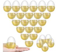 PullCrease 50 Pcs Plastic Fillable Easter Eggs Bulk 2.36 Inches Clear Empty Eggs for Easter Basket Stuffers Fillers Prizes Award Party Favors(Gold)