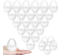 PullCrease 50 Pcs Plastic Fillable Easter Eggs Bulk 2.36 Inches Clear Empty Eggs for Easter Basket Stuffers Fillers Prizes Award Party Favors (White)