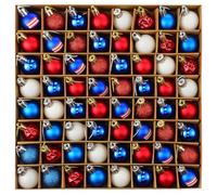 PullCrease 60 Pcs 4th of July Mini Tree Ornaments Independence Day Patriotic Hanging Ball Tree Decorations Red White Blue Ornaments for American National Memorial Day Holiday Party Decoration