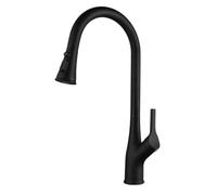 PullDown Kitchen Faucet with 3 Spray Modes 360° Swivel Brass Single Handle Mixer T Black Finish Modern Design for Kitchen Sink