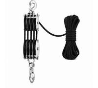 Pulley, 8:1 Pulley Labour-Saving with 20 m Rope, 400 kg Max Heavy Load, High Performance Cable for Garages, Warehouses, Lifting Heavy Items (Black)