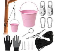 Pulley, accessories for tree house play tower, play tower accessories, pulley with metal bucket, accessories playhouse outdoor, pulley system accessories, pulley with bucket cable, garden toy