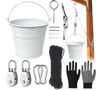 Pulley, accessories for tree house play tower, play tower accessories, pulley with metal bucket, accessories playhouse outdoor, pulley system accessories, pulley with bucket cable, garden toy