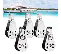 Pulley Block 5Pcs Pulley Roller Kayak Anchor Pulley, Stainless Steel Single Pulley Block Wire Rope Pulley Block Heavy Duty Sailing Block for Wire Washing Rope Gym Marine