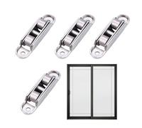 Pulley for Sliding Window, 4 Pieces Window Pulleys with Bearing, Zinc Double Adjustable Caster | Accessories for Bedroom, Balcony, Living Room, Kitchen, Office