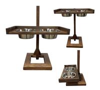 Pulley Pet - Adjustable Raised Dog Bowls Set with Wooden Stand - Elevated Design for Health & Comfort - Ergonomic Feeding for All Dog Sizes- Large, Medium, Small- Sustainable Materials Made in the USA