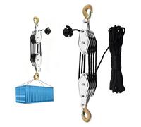 Pulley Pulley System, Maximum Capacity: 400 kg Max. Lifting Capacity 8:1, Lifting Height: 2.5 m - 4 Pulleys and 20 m Rope and Φ 6 mm Rope
