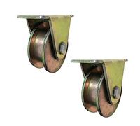 Pulley Roller - 2" H-Groove Steel Caster Wheel for Industrial Machines Sliding Doors Double Bearing Grooved Track Wheel Square Tube Catible