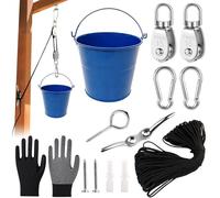 Pulley with Metal Bucket, Play Tower Accessories, Accessories for Tree House Play Tower, Pulley with Bucket, Pulley System, Pulley with Bucket Cable, with Metal Bucket, Tree House Garden