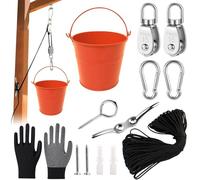 Pulley with Metal Bucket, Play Tower Accessories, Accessories for Tree House Play Tower, Pulley with Bucket, Pulley System, Pulley with Bucket Cable, with Metal Bucket, Tree House Garden