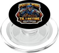 Pullin Wire Til I Retire Funny Electrician Electrical Worker PopSockets PopGrip for MagSafe