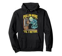 Pullin Wire Til I Retire Funny Electrician Ghost Pullover Hoodie