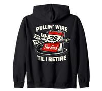 Pullin Wire Til I Retire Skeleton Electrician Retirement Zip Hoodie