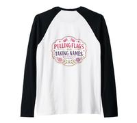Pulling Flags and Taking Names Flag Football Girl Cute Woman Raglan Baseball Tee