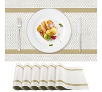 PullinTimes Placemats Set of 6,Table Placemats of PVC,Washable Non-slip Heat Resistant Dining Table Mats for Home Restaurant Hotel, 45CM x 30CM (White)