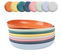 PullinTimes Plastic Plates 8 Pieces, Unbreakable Dinner Plates, Reusable Light Weight 25cm Dinner Plates, Dishwasher & Microwave Safe