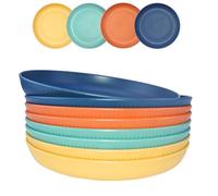 PullinTimes Plastic Plates 8 Pieces, Unbreakable Dinner Plates, Reusable Light Weight 25cm Dinner Plates, Dishwasher & Microwave Safe