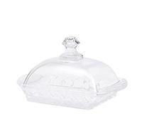 PULLMER Glass Butter Dish with Lid, Clear Thick Walled Perfect Storage for Butter, Modern Design, Butter Dish, Dishwasher Safe