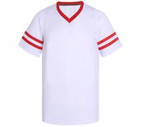 Pullonsy American Football Jerseys for Men Unisex Replica Plain Workout Sport Game Shirts Casual Outwear, Red Stripe-white Jersey, XL