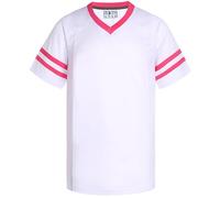 Pullonsy American Football Jerseys for Men Unisex Replica Plain Workout Sport Game Shirts Casual Outwear, Hot Pink Stripe-white Jersey, M