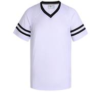 Pullonsy American Football Jerseys for Men Unisex Replica Plain Workout Sport Game Shirts Casual Outwear, Black Stripe-white Jersey, 3XL