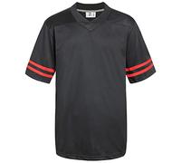 Pullonsy Blank Football Jerseys for Men Adult Hip-Hop Hipster Shirt Practice Sports Uniform Tops, Red Stripes Black Jersey, XXXL